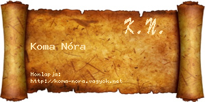 Koma Nóra névjegykártya